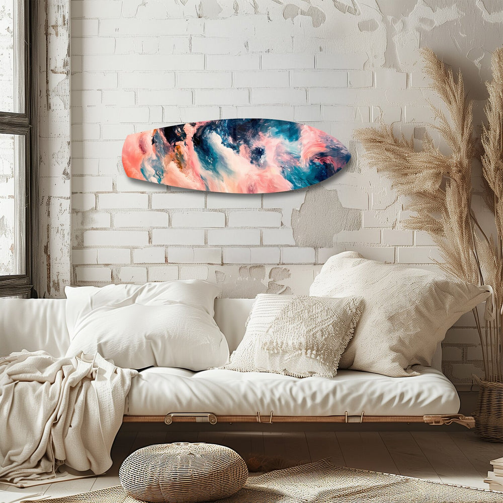 Pink and Blue Marble Swirl Glass Wall Art.