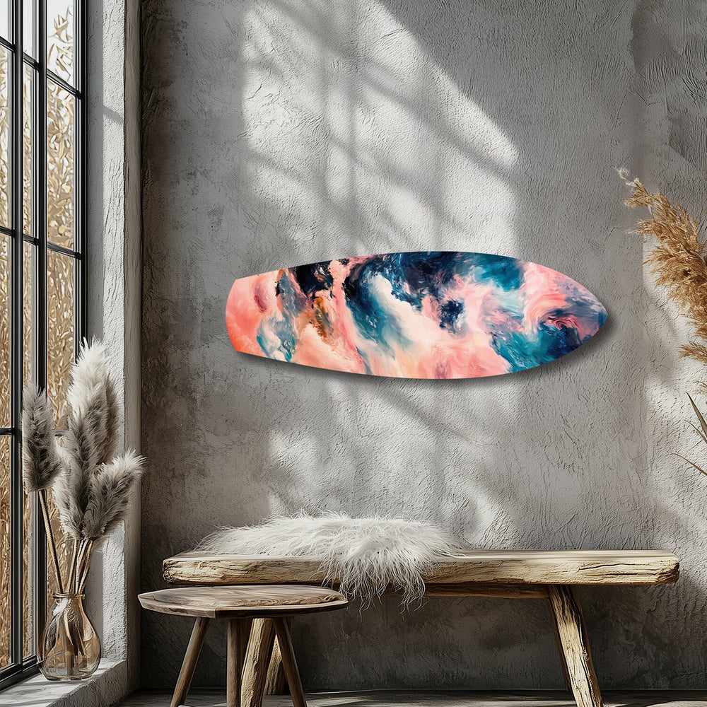 Pink and Blue Marble Swirl Glass Wall Art.