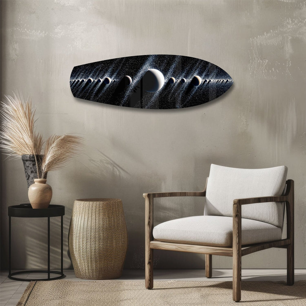 Planetary Alignment Galaxy Glass Wall Art.