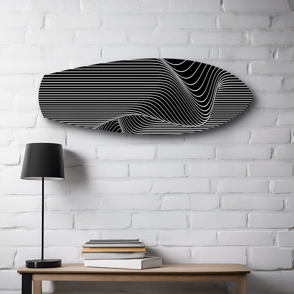 Black and White Op Art Stripes Glass Wall Art.