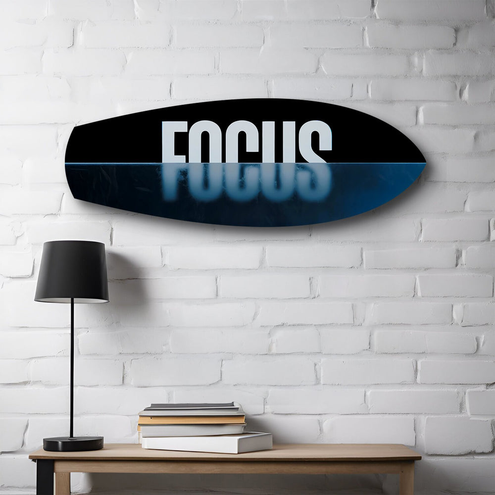 FOCUS Typography Motivational Glass Wall Art.