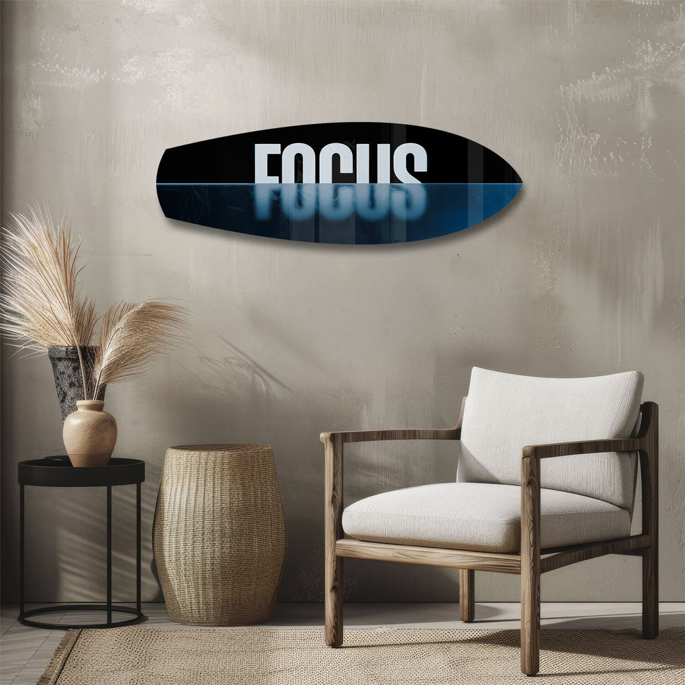 FOCUS Typography Motivational Glass Wall Art.