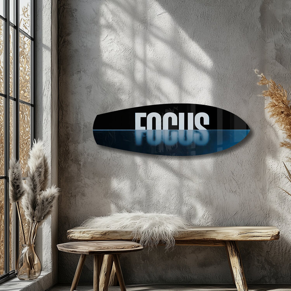 FOCUS Typography Motivational Glass Wall Art.