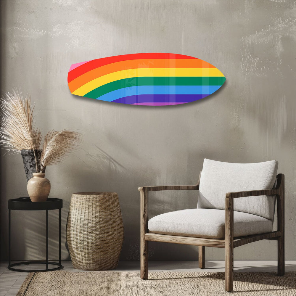 Rainbow Pride Stripes Glass Wall Art.
