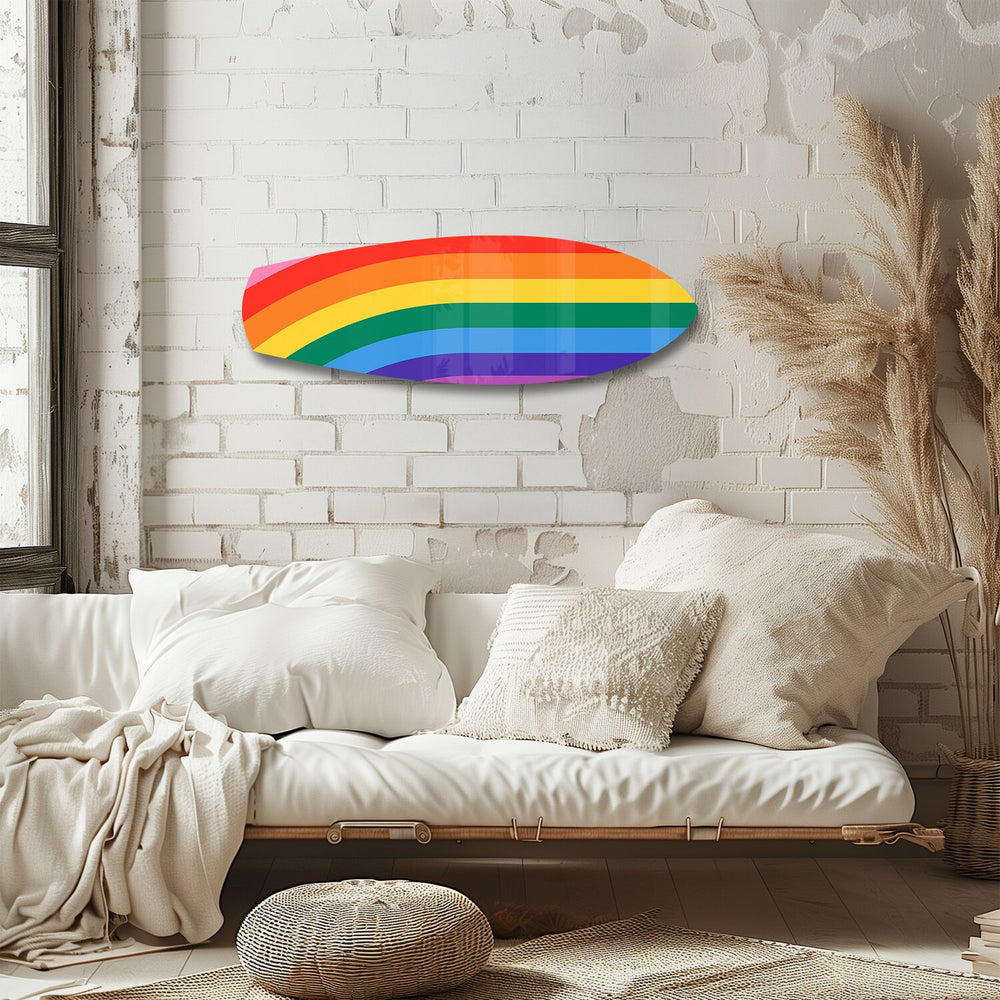 Rainbow Pride Stripes Glass Wall Art.