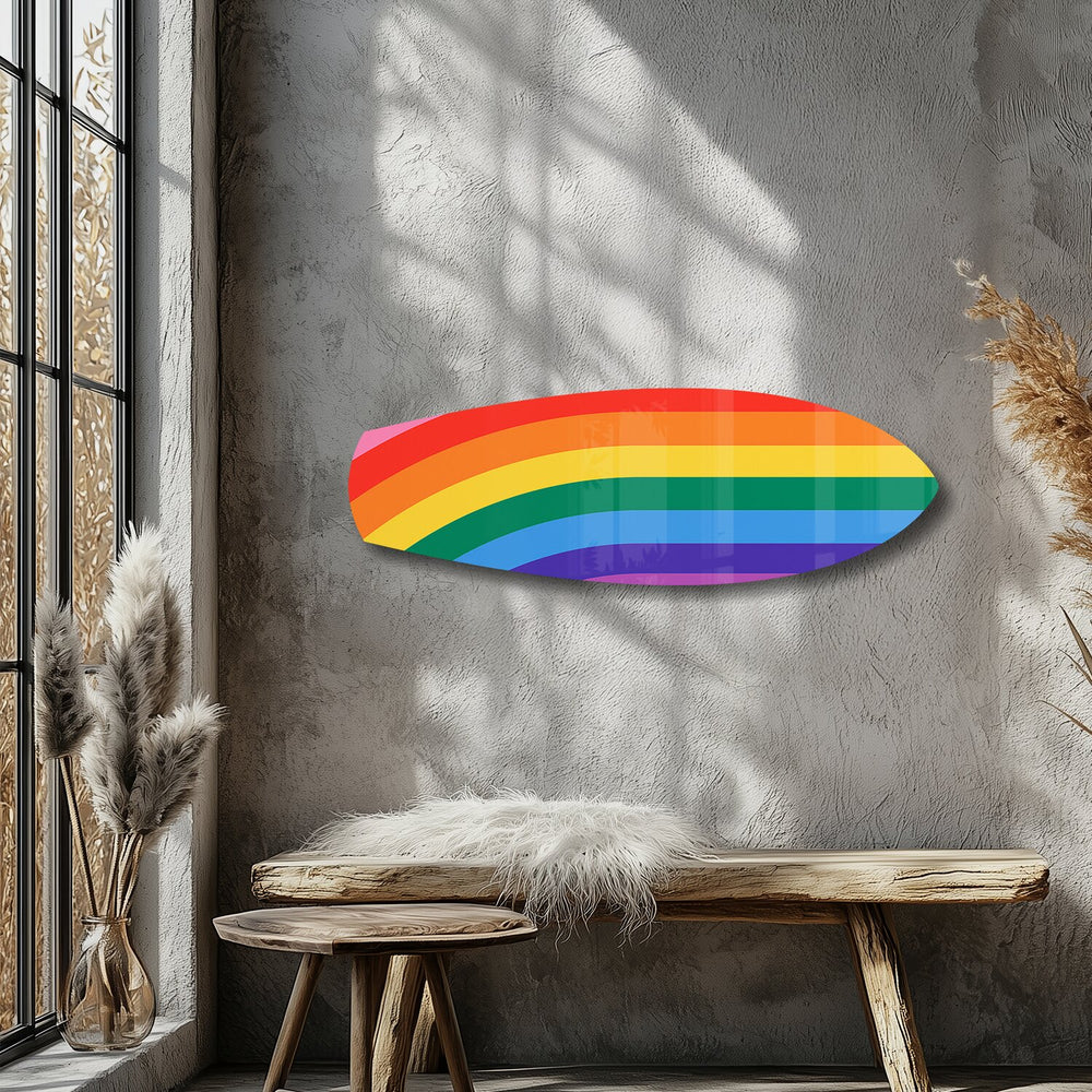 Rainbow Pride Stripes Glass Wall Art.