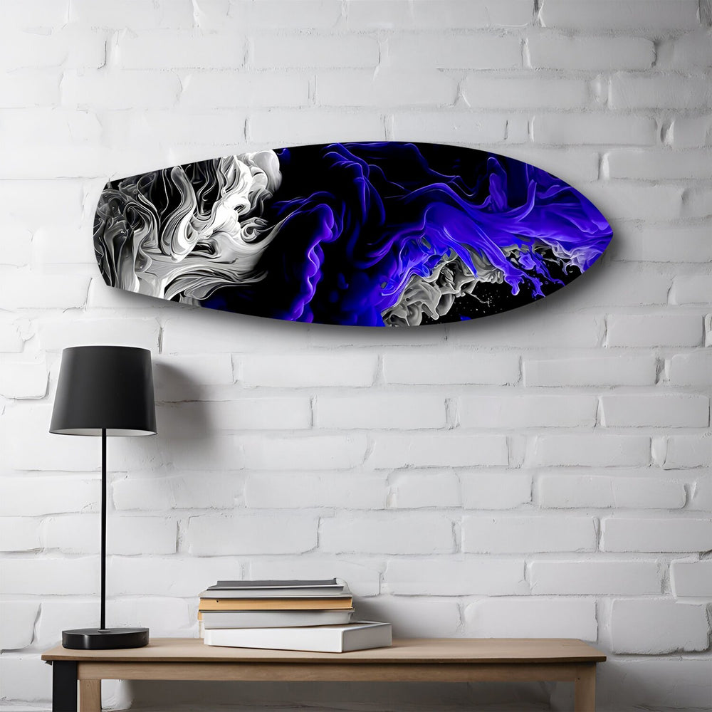 Purple Ink Flow Abstract Glass Wall Art.