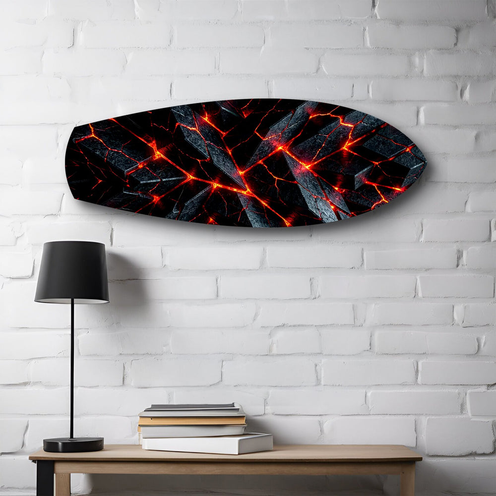 Molten Lava Cracked Stone Glass Wall Art.
