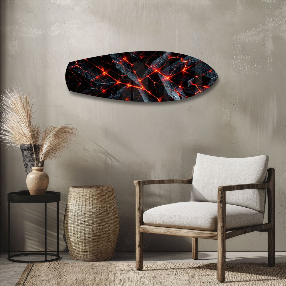 Molten Lava Cracked Stone Glass Wall Art.