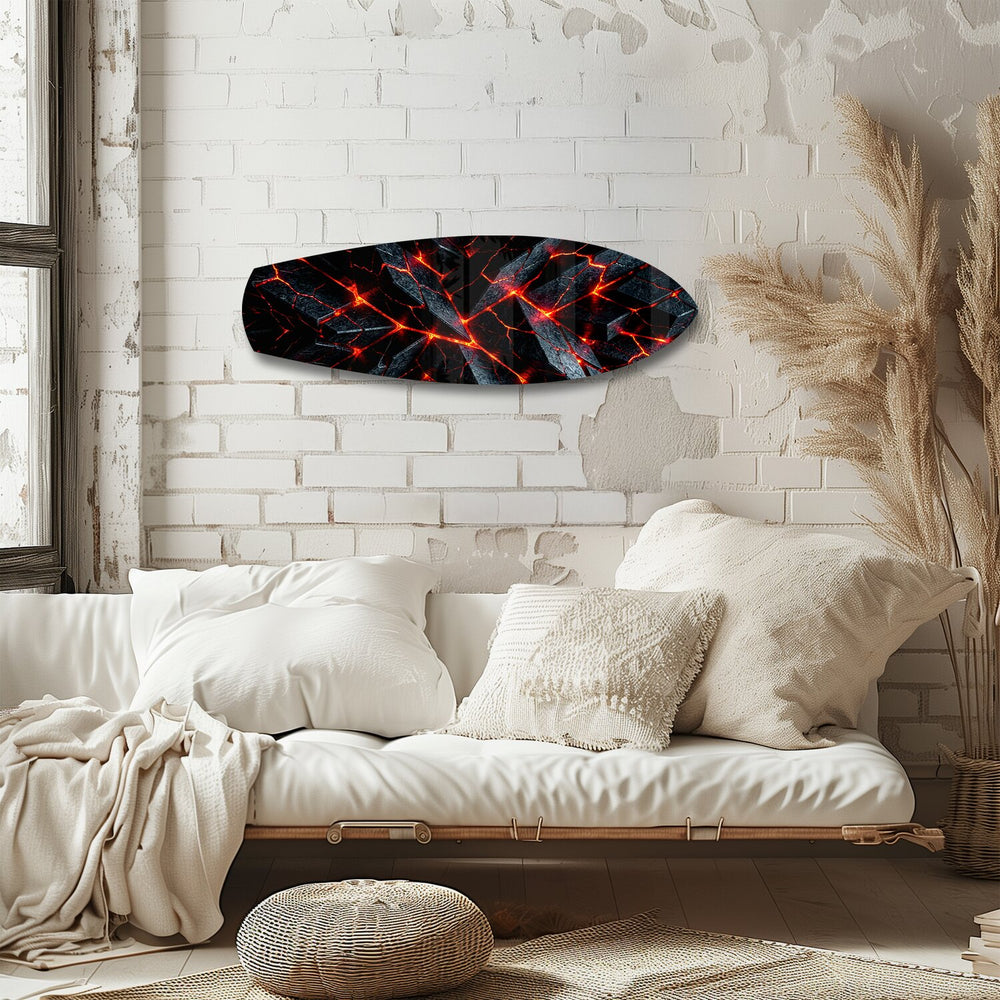 Molten Lava Cracked Stone Glass Wall Art.