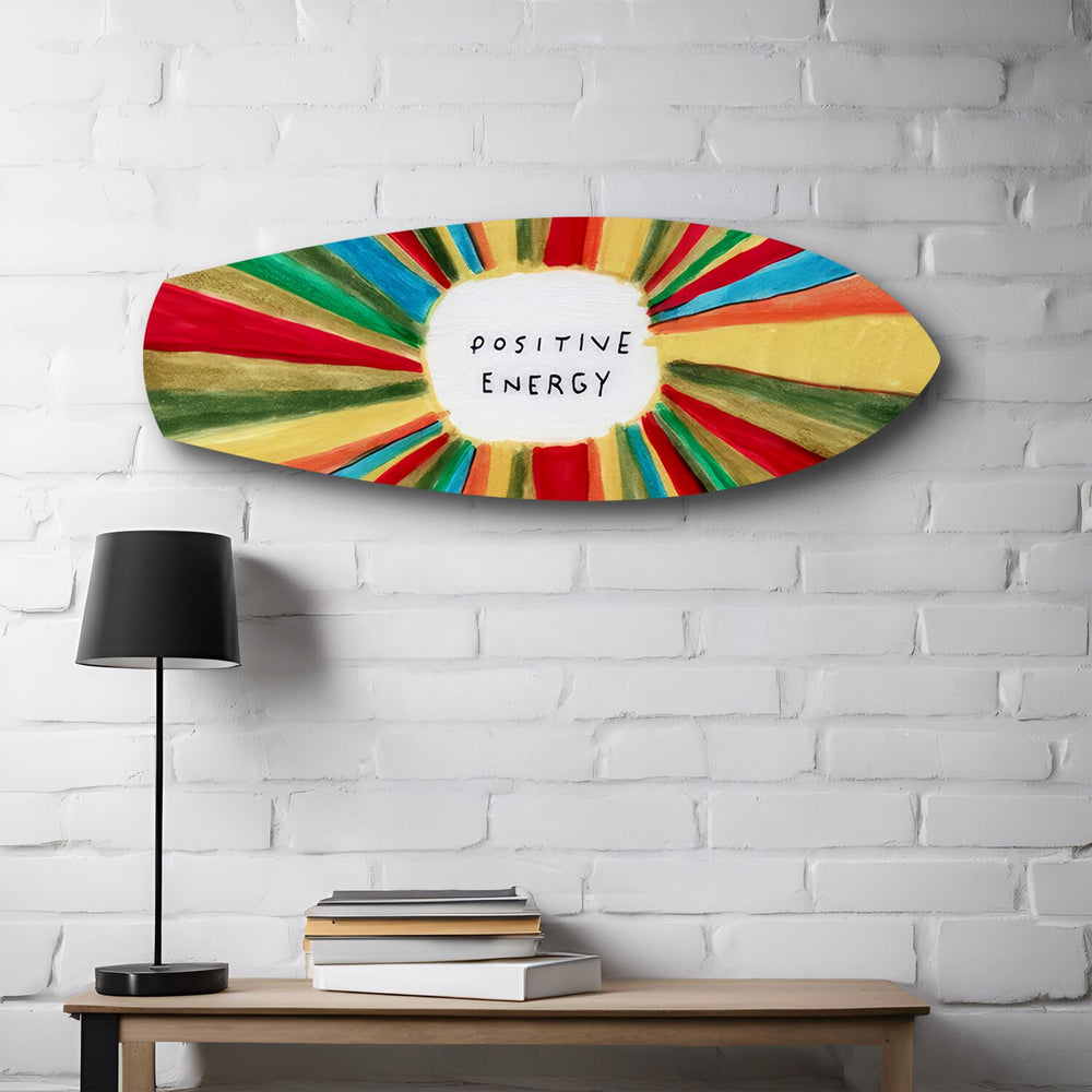 Positive Energy Colorful Sunburst Glass Wall Art.