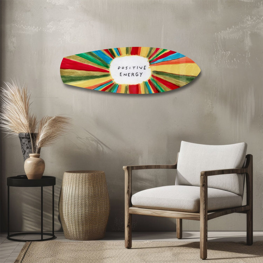 Positive Energy Colorful Sunburst Glass Wall Art.