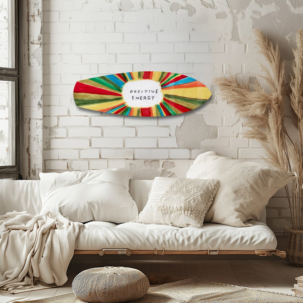 Positive Energy Colorful Sunburst Glass Wall Art.