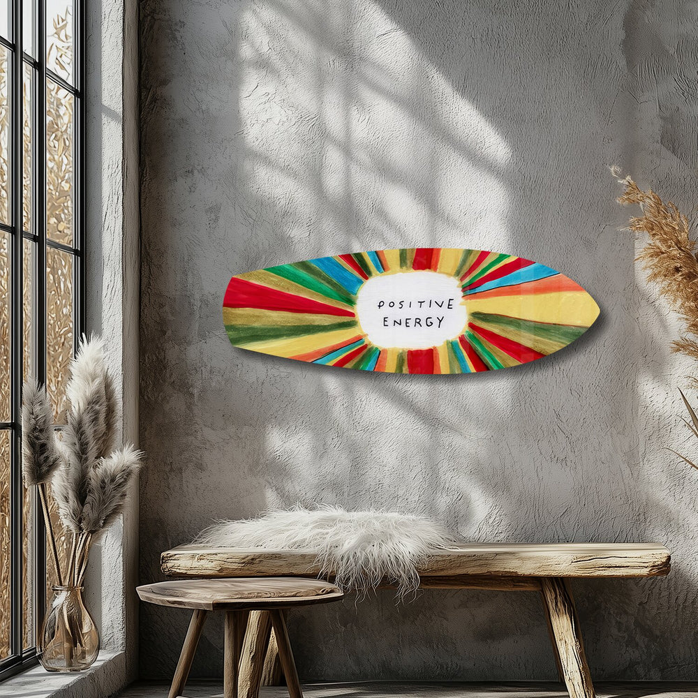 Positive Energy Colorful Sunburst Glass Wall Art.