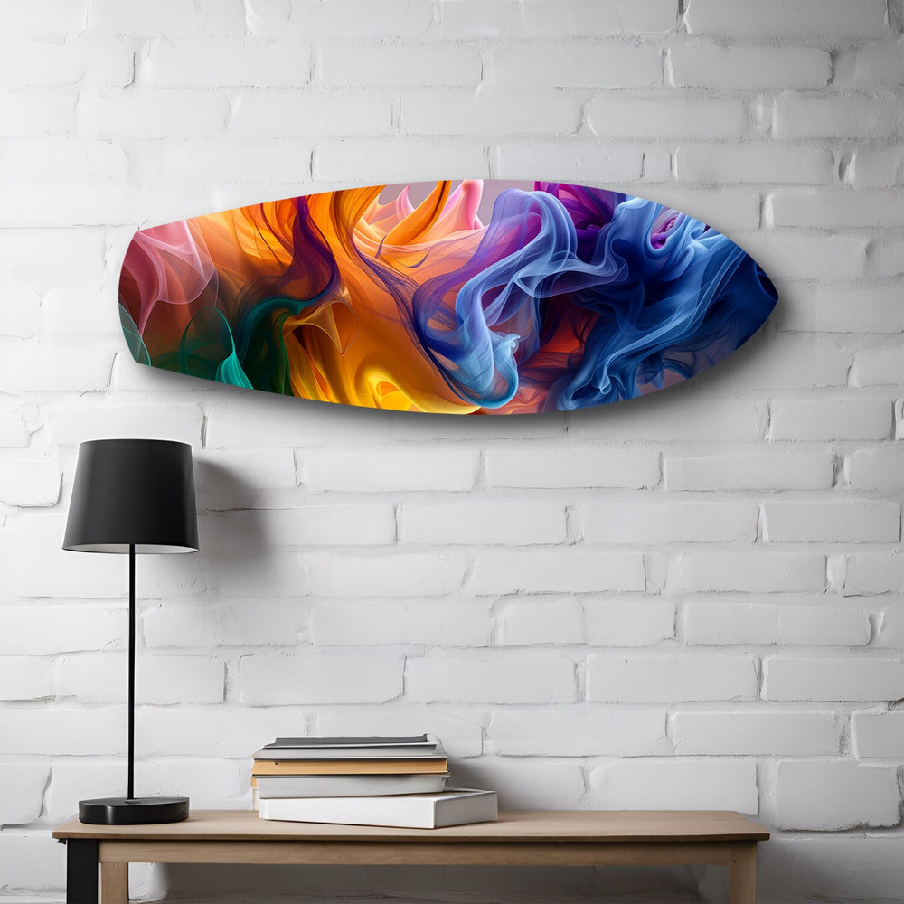 Multicolor Smoke Swirl Abstract Glass Wall Art.