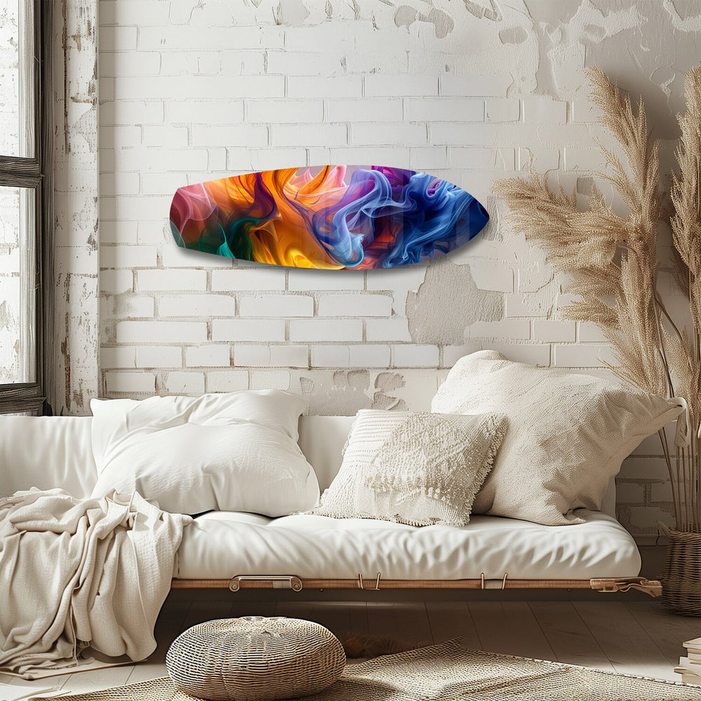 Multicolor Smoke Swirl Abstract Glass Wall Art.