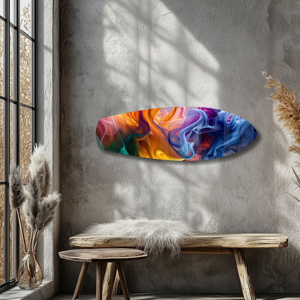 Multicolor Smoke Swirl Abstract Glass Wall Art.