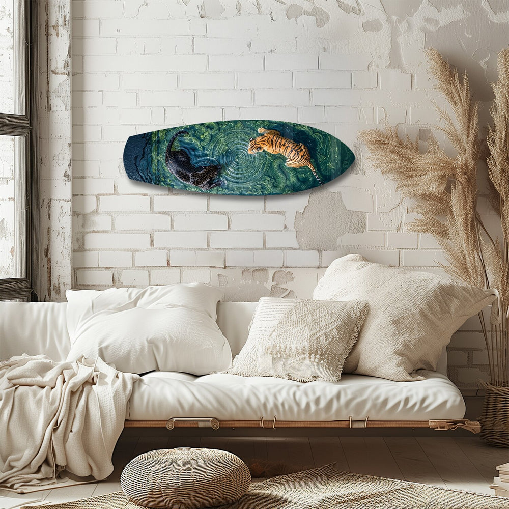 Tiger and Panther Ornamental Water Glass Wall Art.