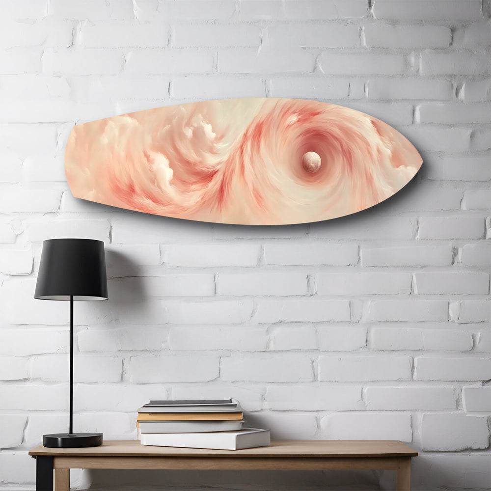 Abstract Pink Cloud Swirl Glass Wall Art.