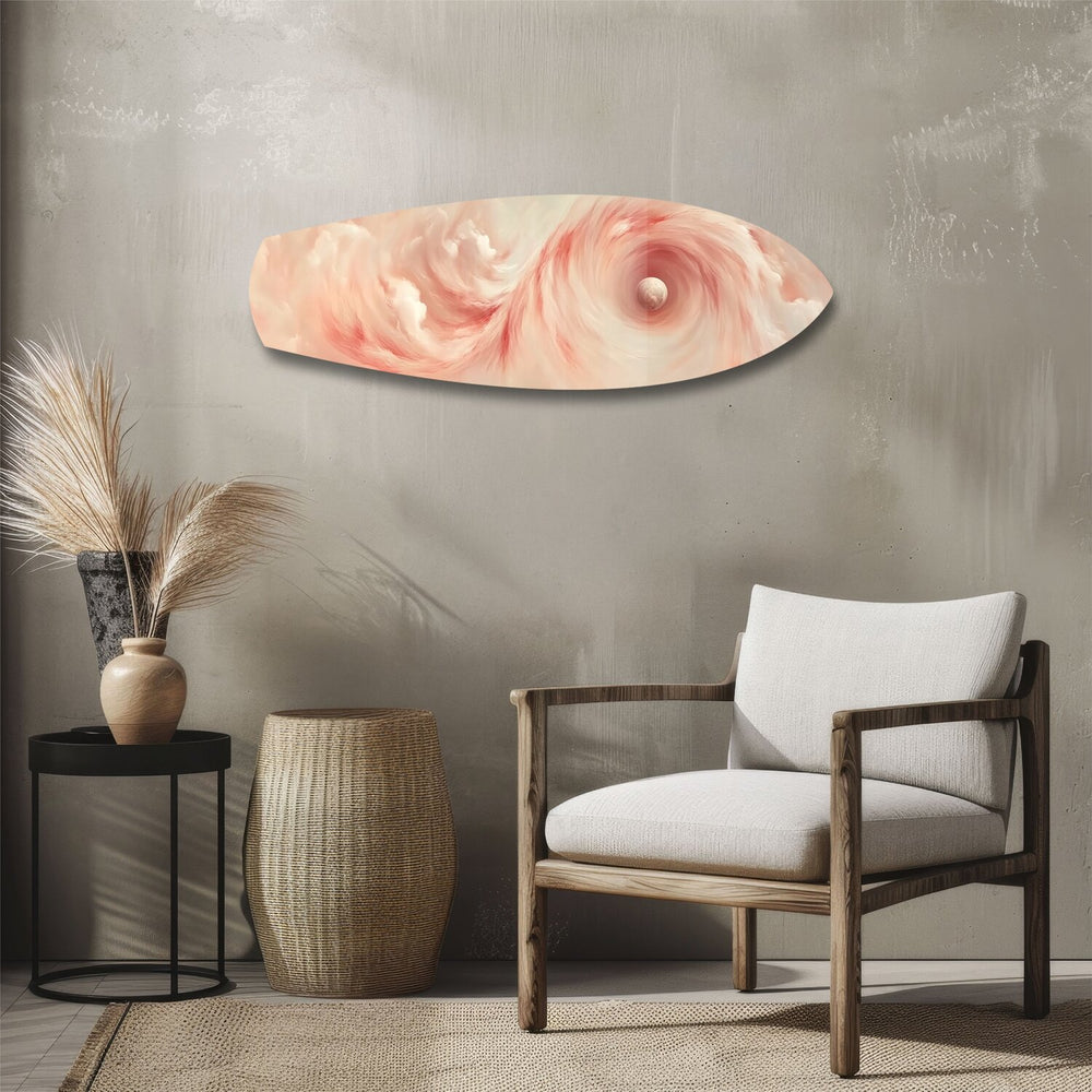 Abstract Pink Cloud Swirl Glass Wall Art.