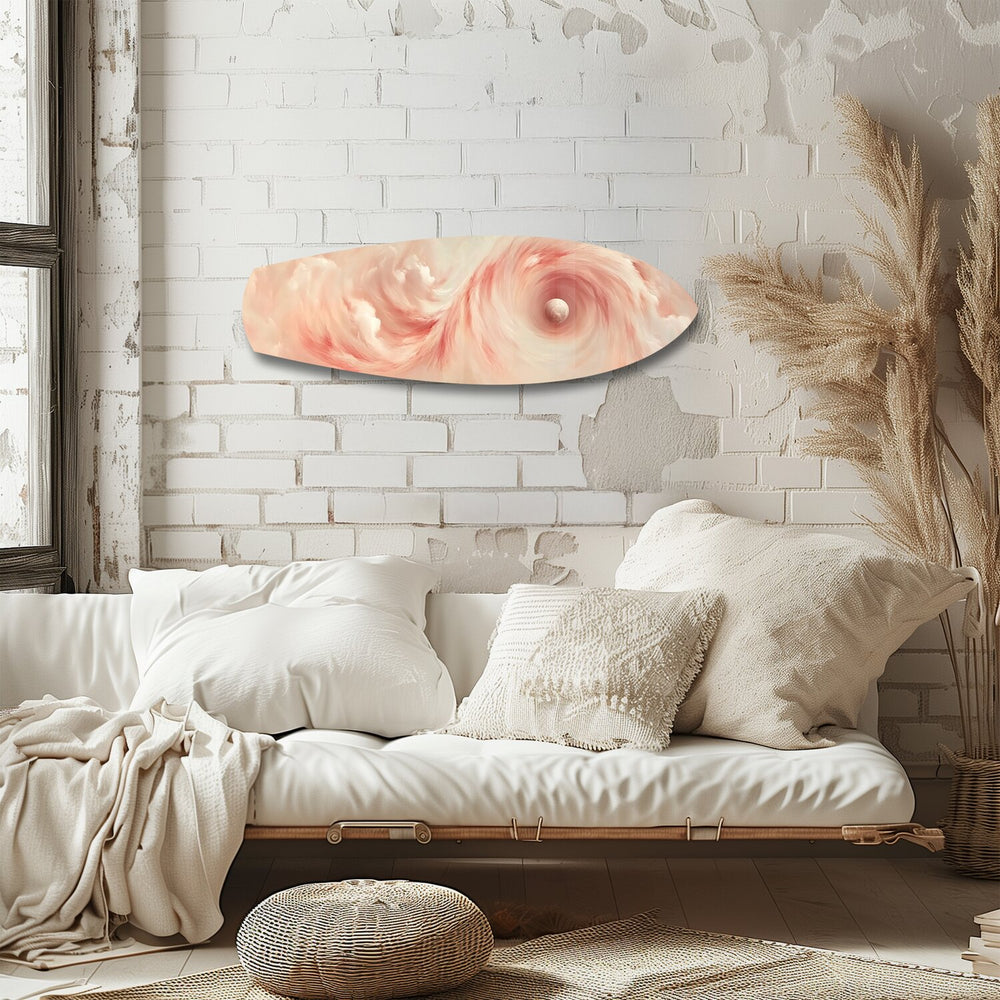 Abstract Pink Cloud Swirl Glass Wall Art.