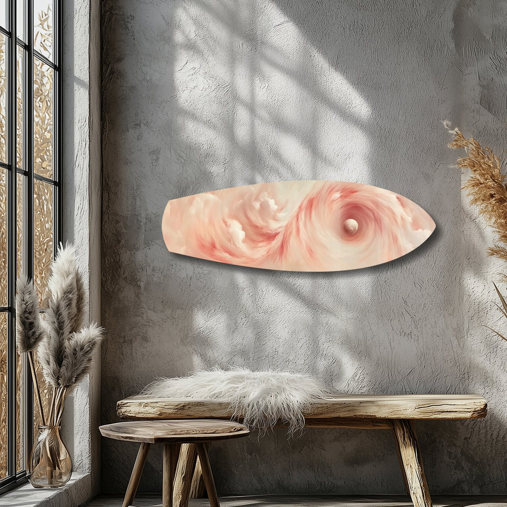 Abstract Pink Cloud Swirl Glass Wall Art.