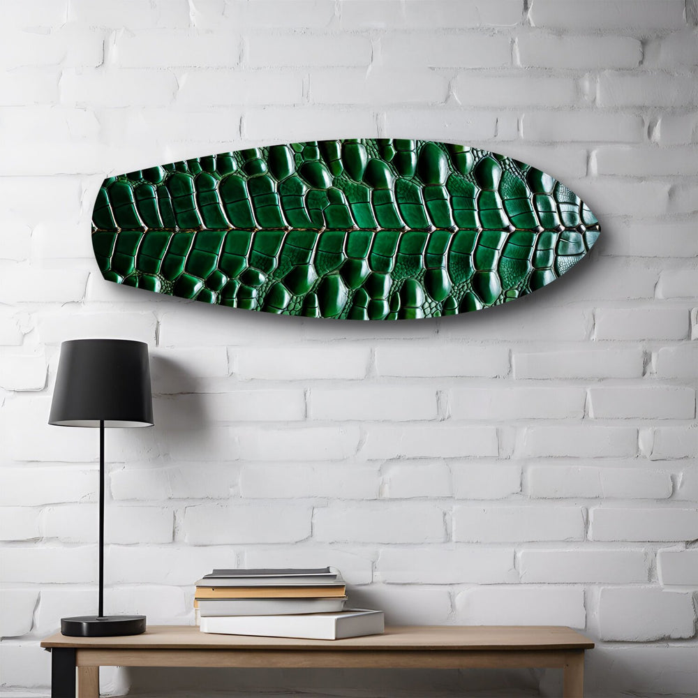 Emerald Crocodile Skin Glass Wall Art.