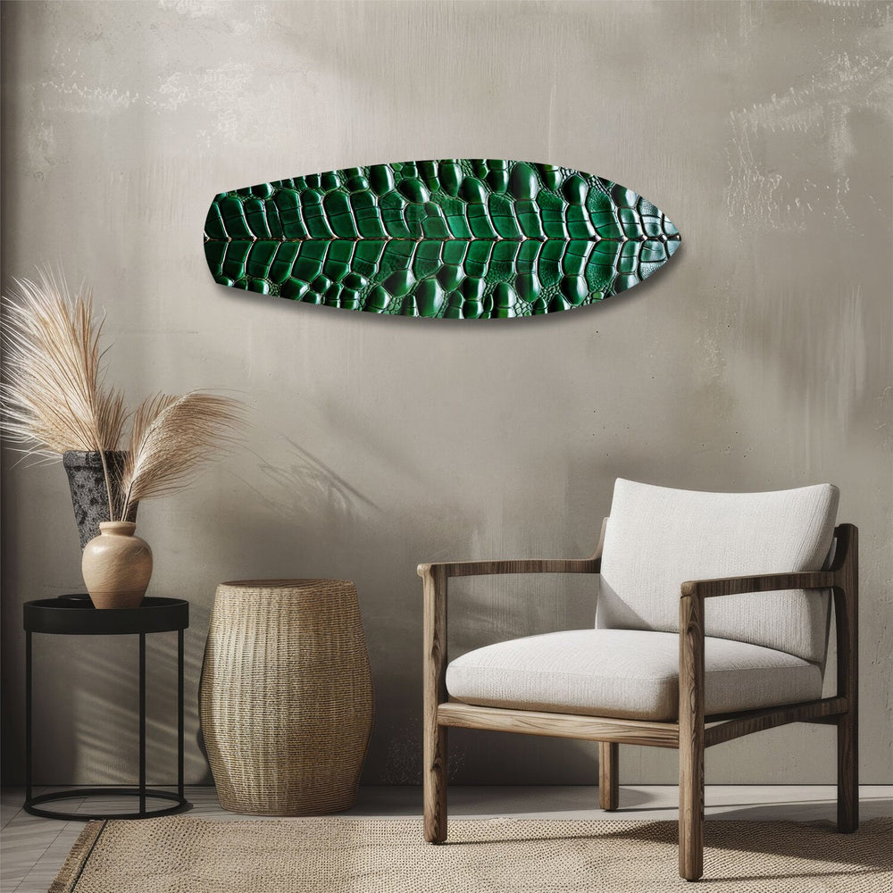 Emerald Crocodile Skin Glass Wall Art.