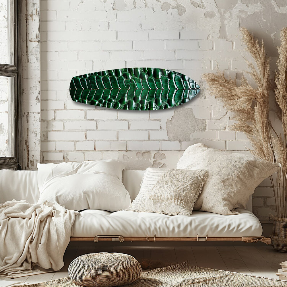 Emerald Crocodile Skin Glass Wall Art.