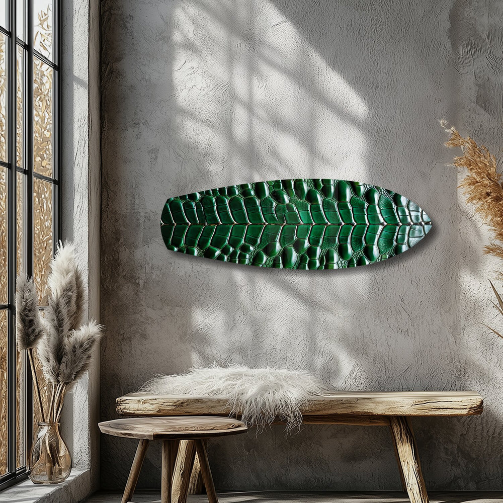Emerald Crocodile Skin Glass Wall Art.