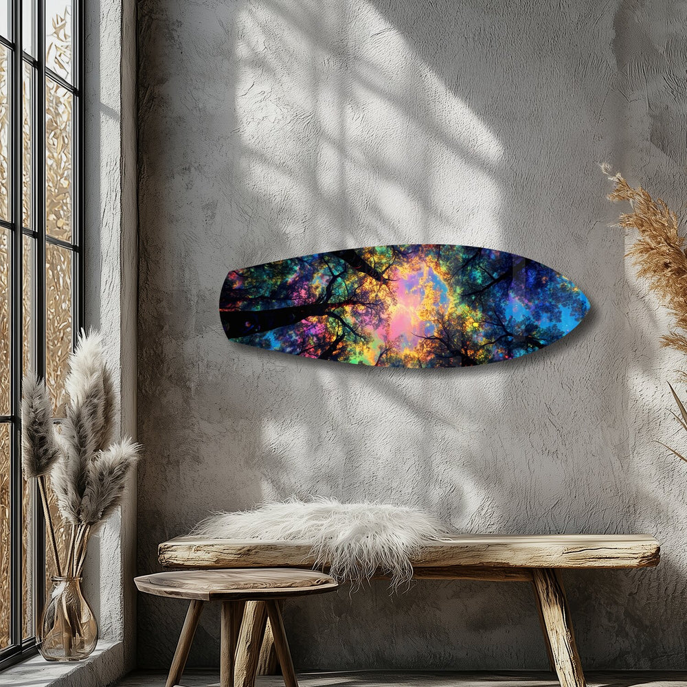 Psychedelic Forest Canopy Glass Wall Art.