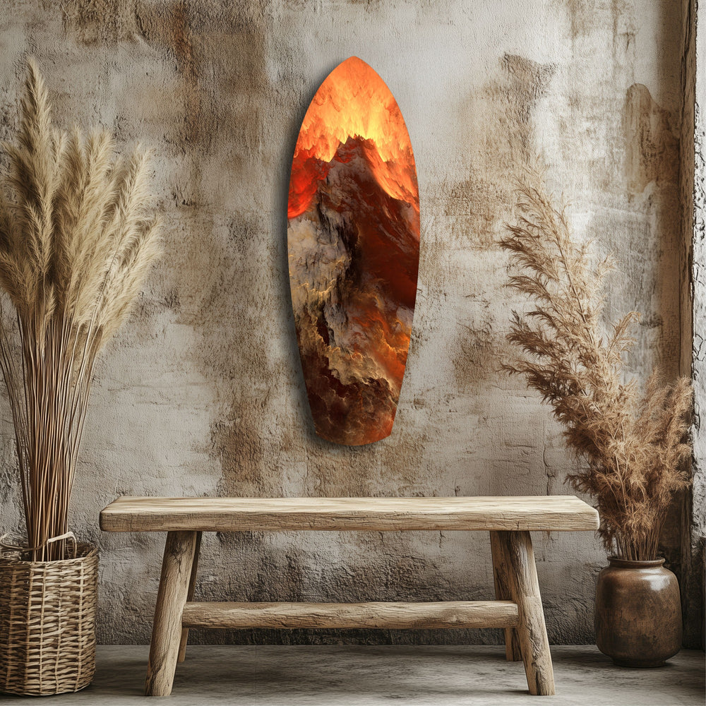 Glowing Volcano Eruption Tempered Glass Wall Art.