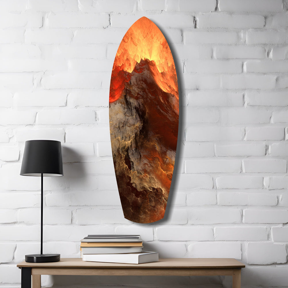 Glowing Volcano Eruption Tempered Glass Wall Art.