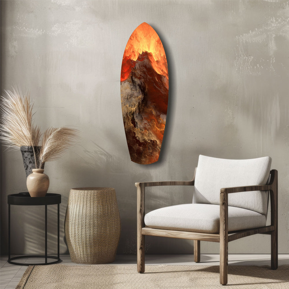 Glowing Volcano Eruption Tempered Glass Wall Art.