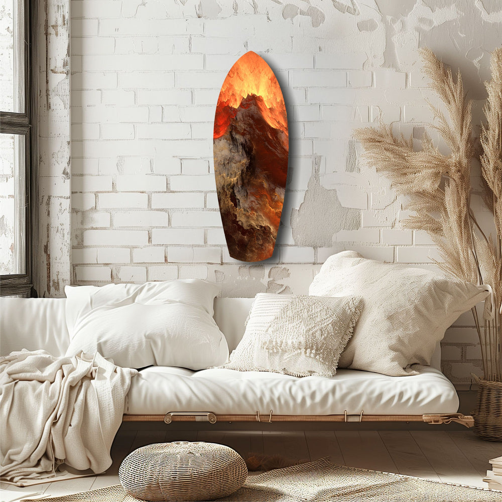Glowing Volcano Eruption Tempered Glass Wall Art.