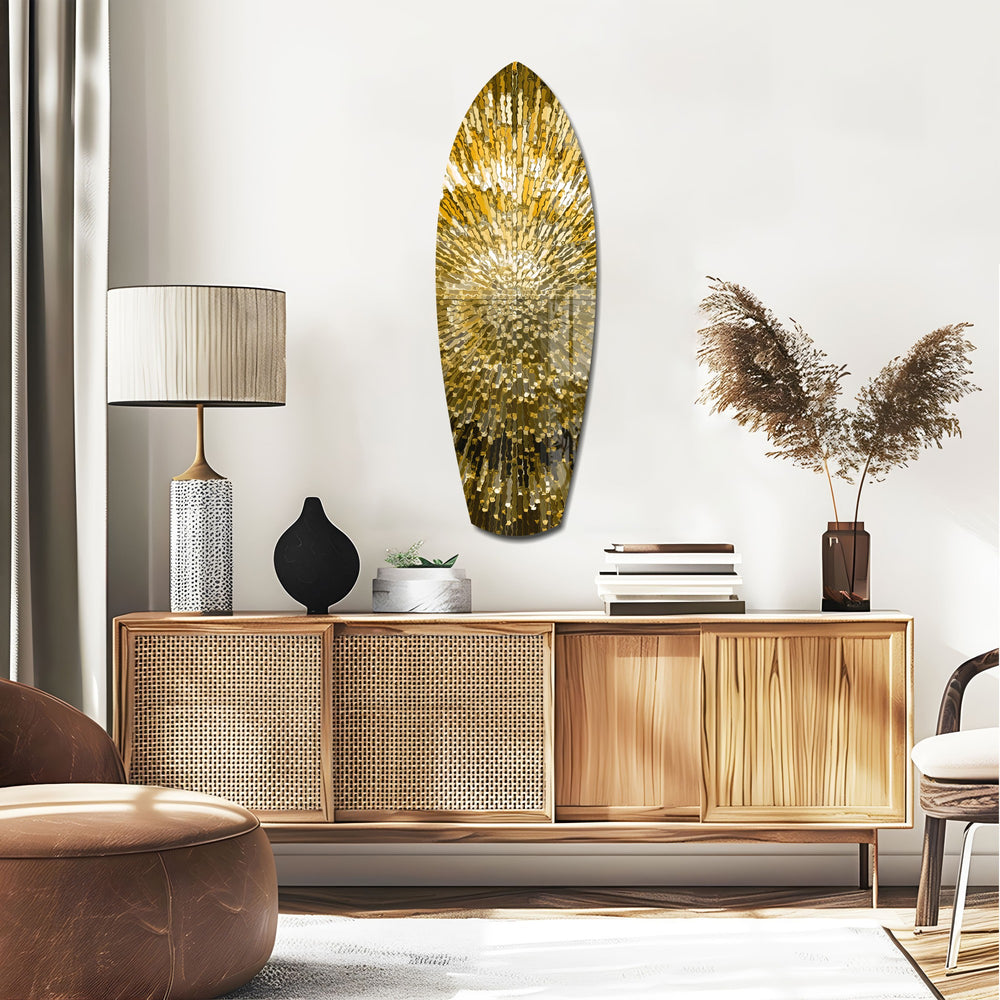 Gold Sequin Burst Luxe Tempered Glass Wall Art.