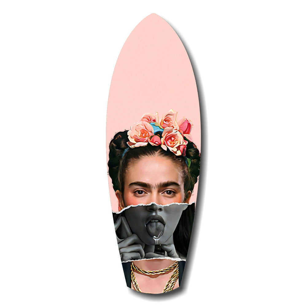 Floral Crown Woman Surreal Tempered Glass Wall Art.