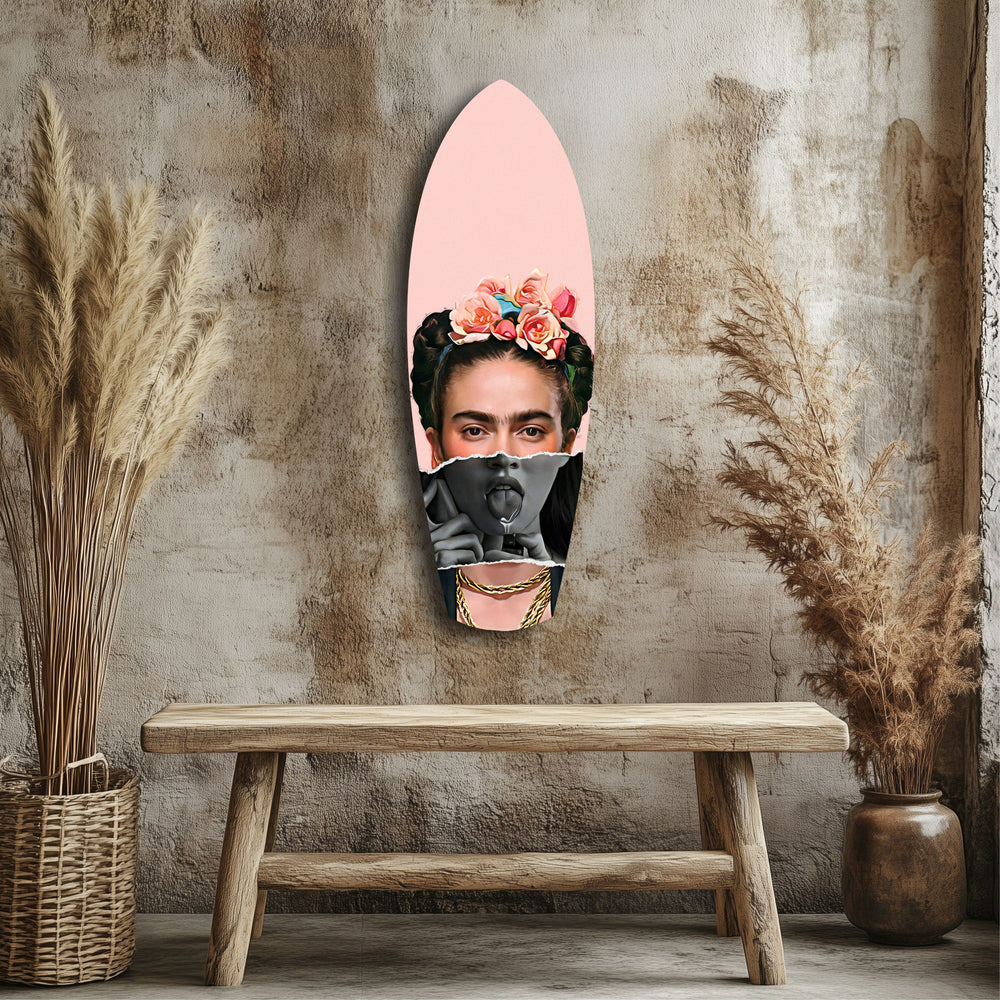 Floral Crown Woman Surreal Tempered Glass Wall Art.