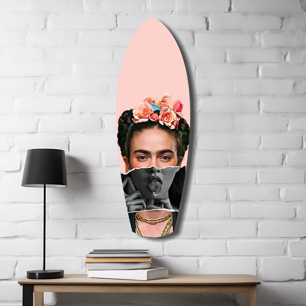 Floral Crown Woman Surreal Tempered Glass Wall Art.