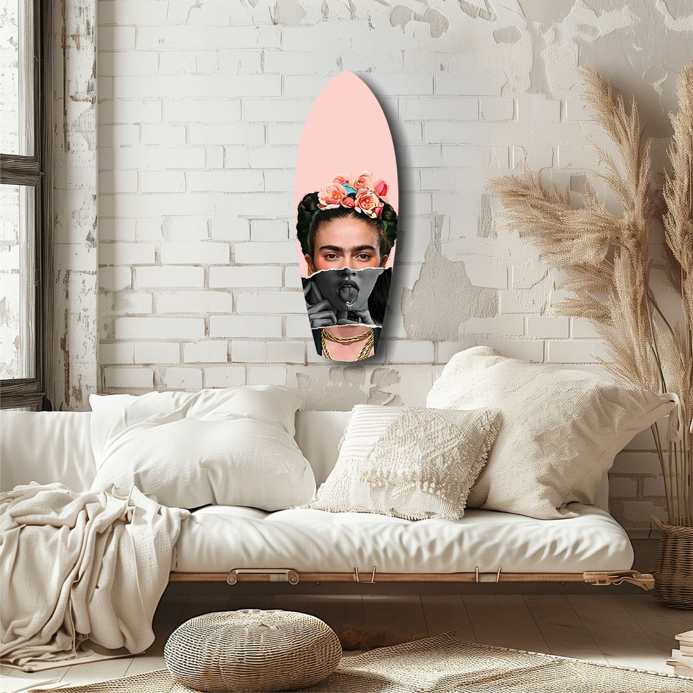 Floral Crown Woman Surreal Tempered Glass Wall Art.