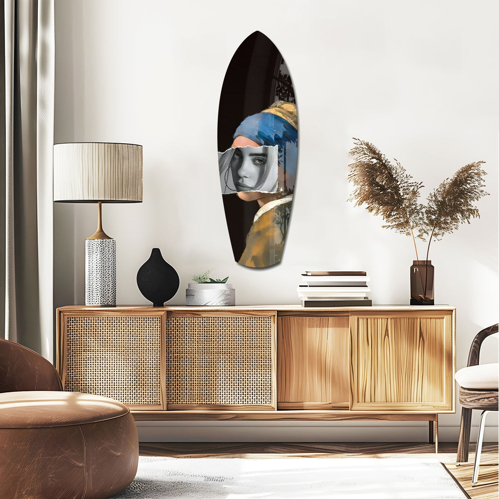 Pearl Earring Modern Renaissance Glass Wall Art.
