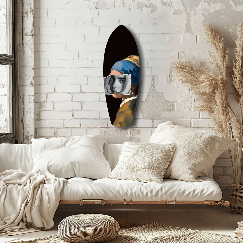 Pearl Earring Modern Renaissance Glass Wall Art.