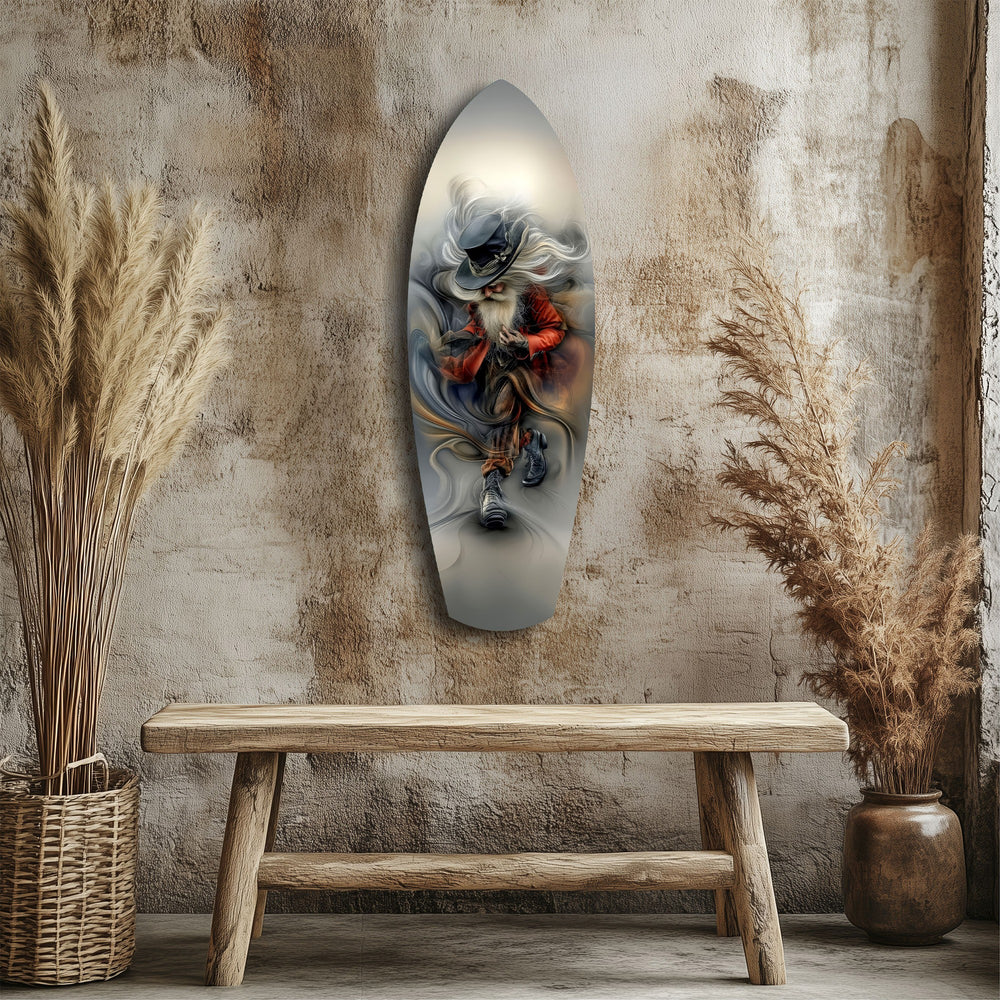 White-Bearded Wizard Steampunk Glass Wall Art.