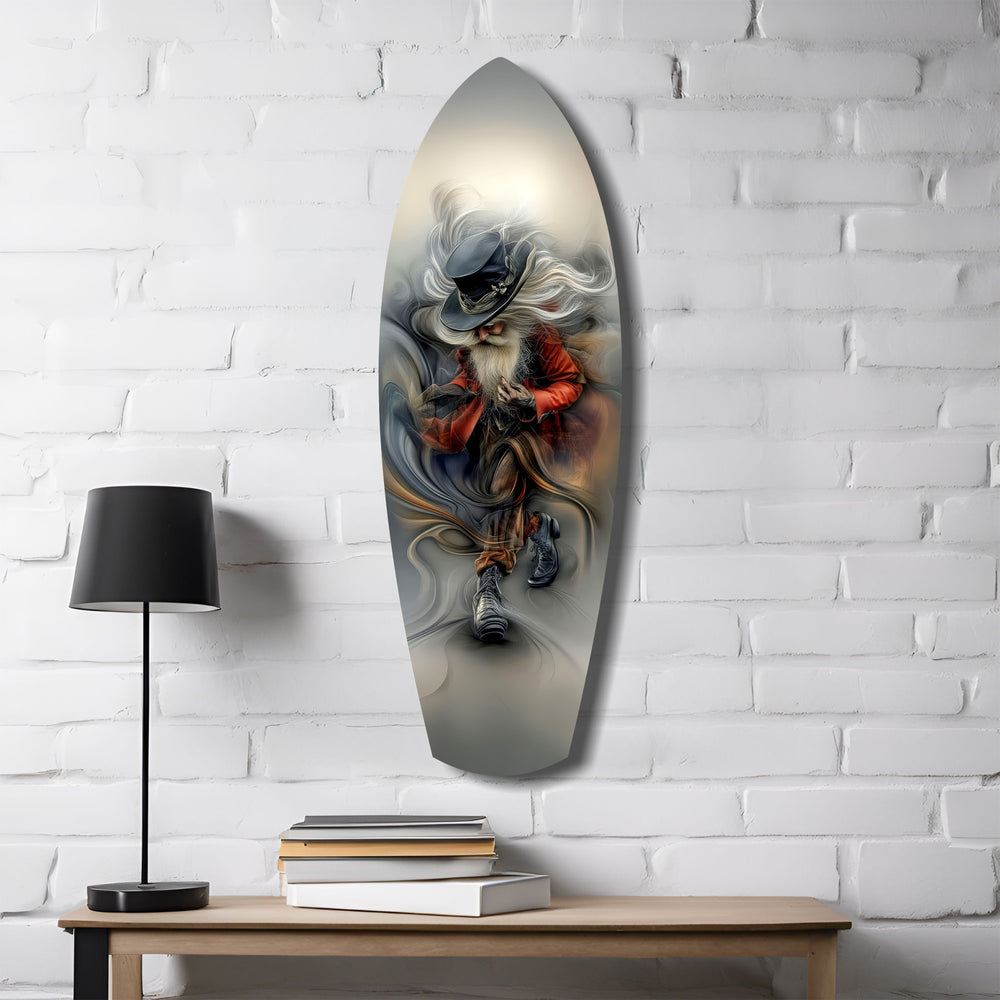 White-Bearded Wizard Steampunk Glass Wall Art.