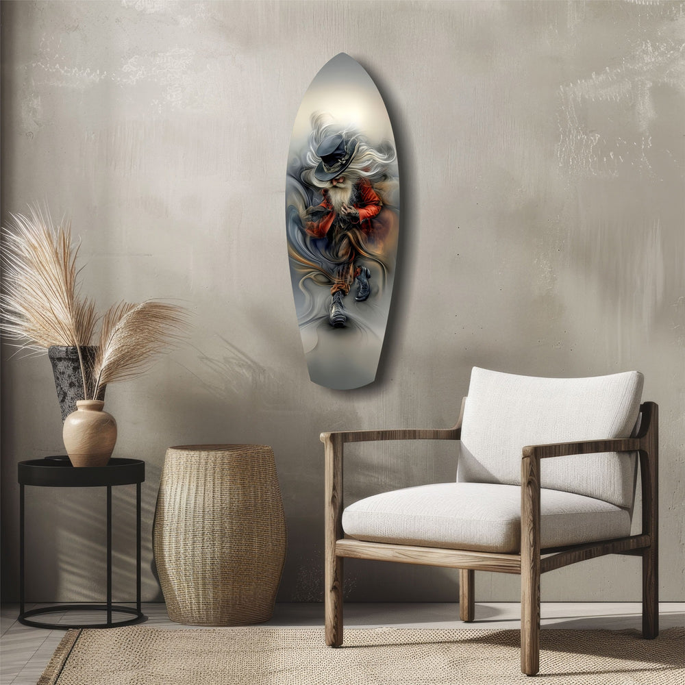 White-Bearded Wizard Steampunk Glass Wall Art.