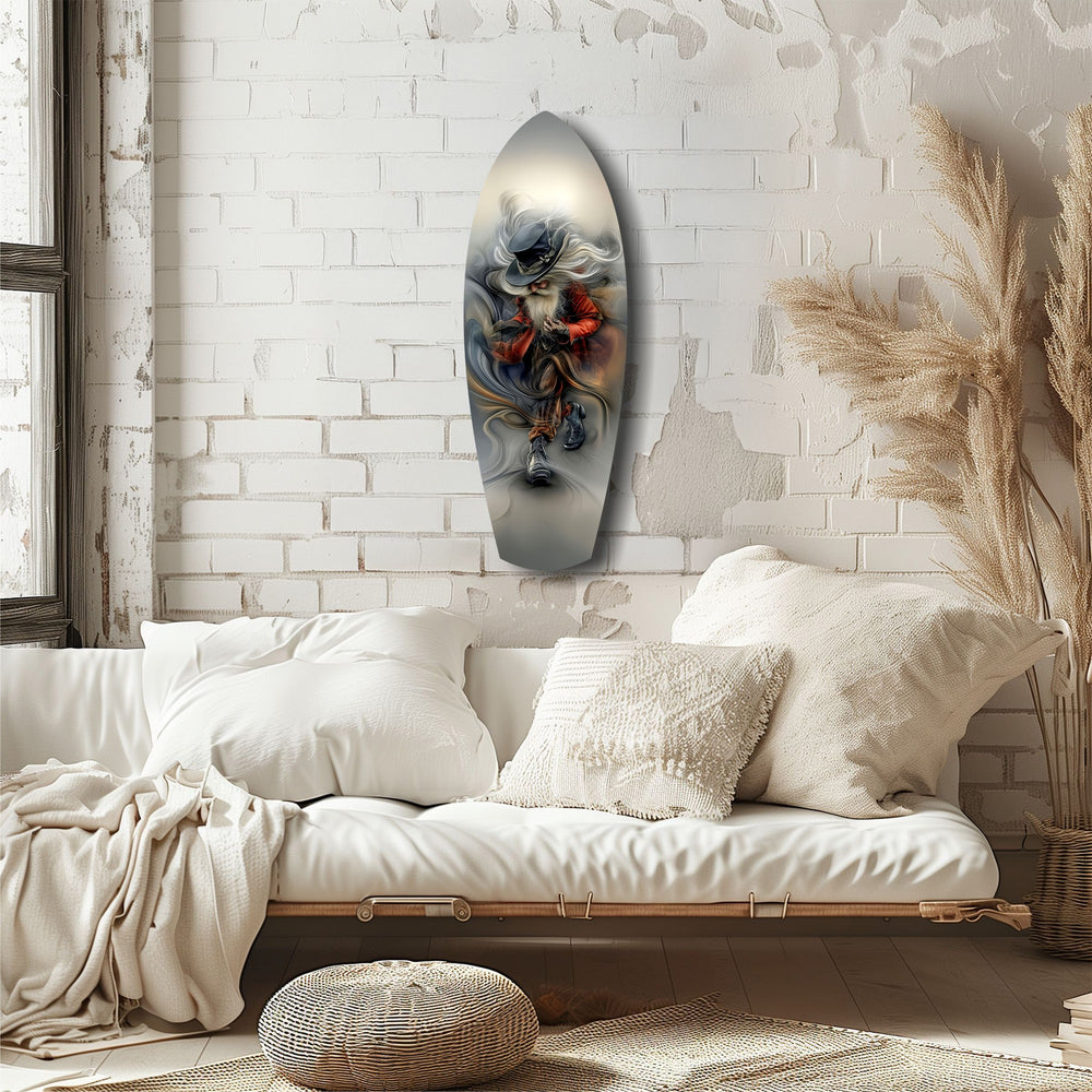 White-Bearded Wizard Steampunk Glass Wall Art.