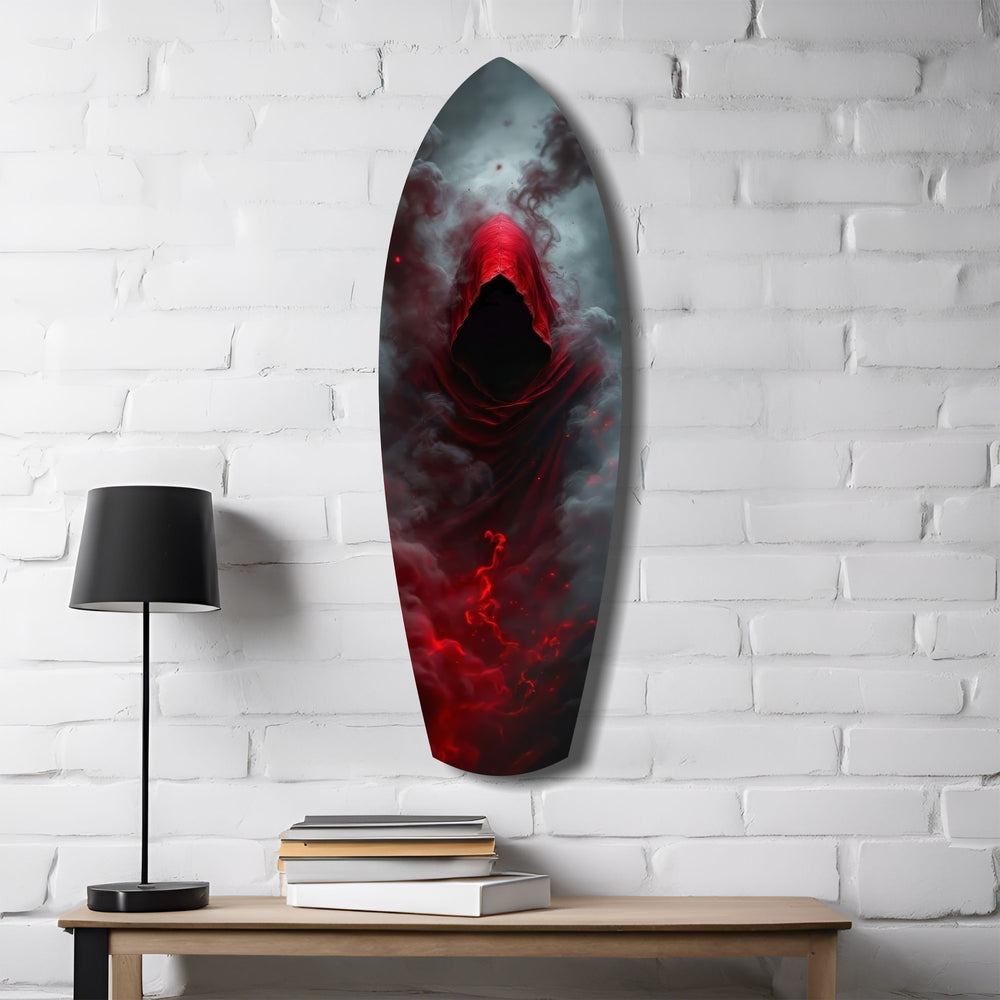 Red Hooded Phantom Dark Fantasy Glass Wall Art.