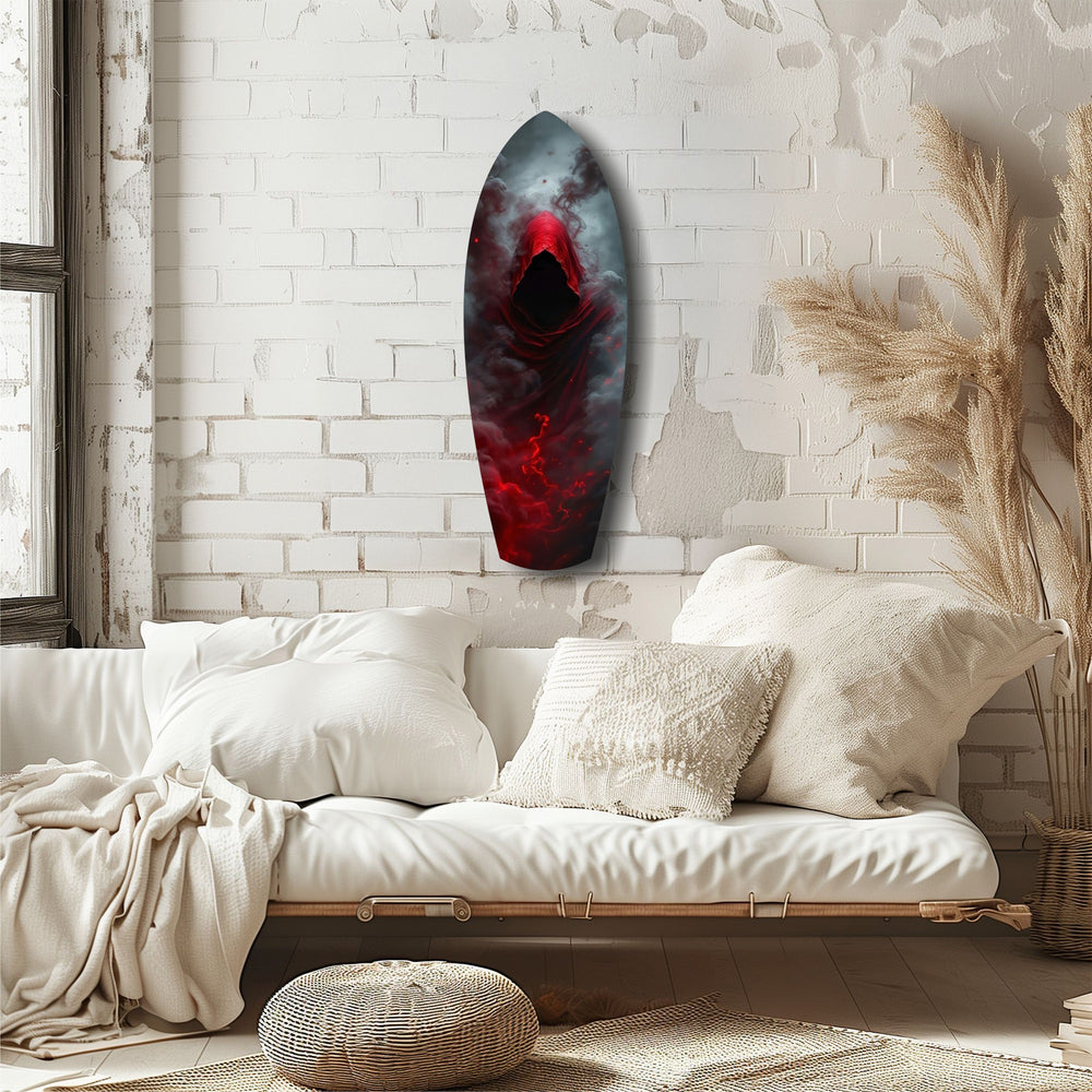 Red Hooded Phantom Dark Fantasy Glass Wall Art.