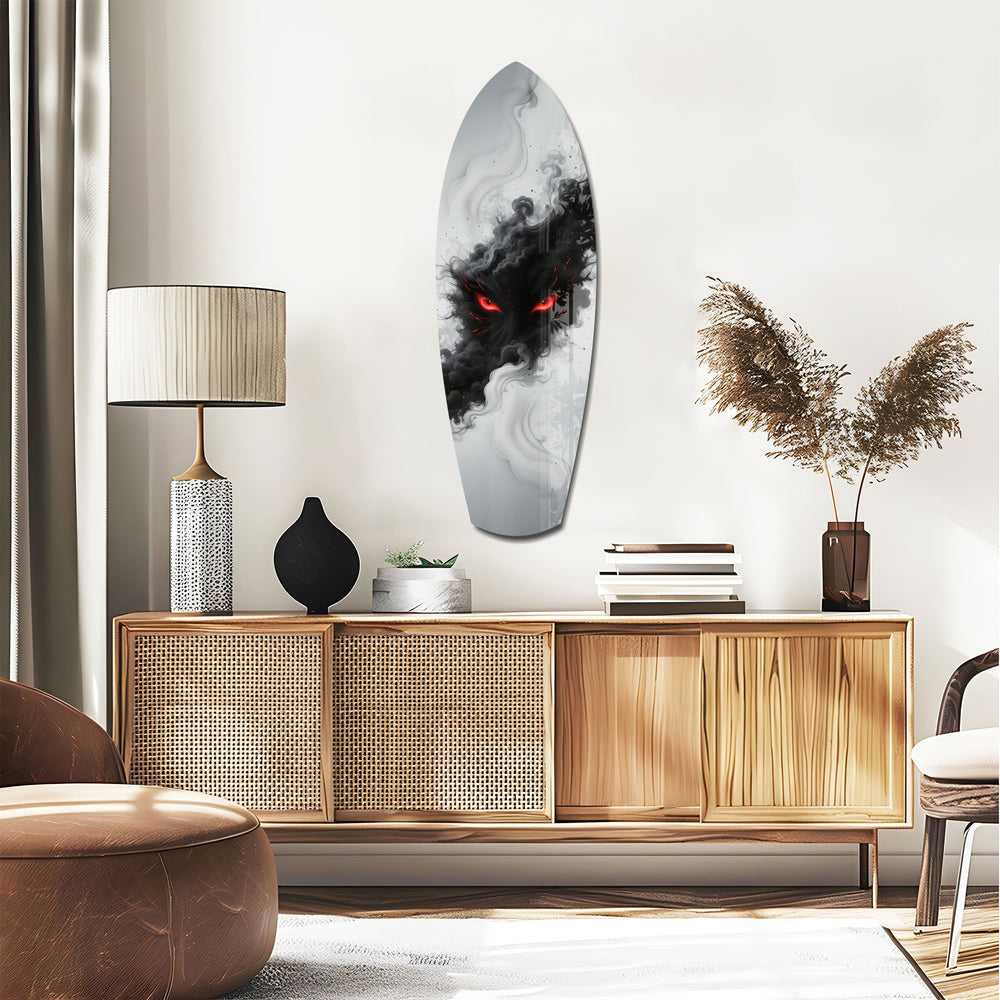 Smoke Beast Red Eyes Dark Fantasy Glass Wall Art.