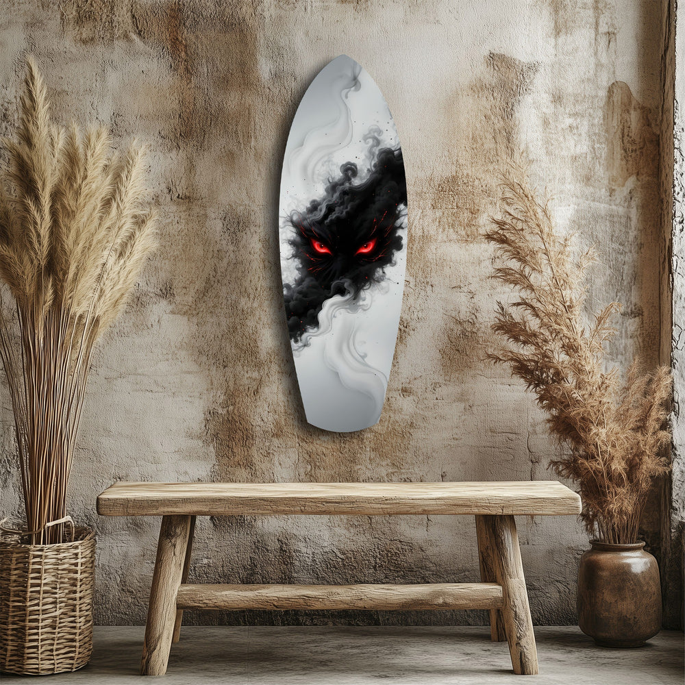 Smoke Beast Red Eyes Dark Fantasy Glass Wall Art.